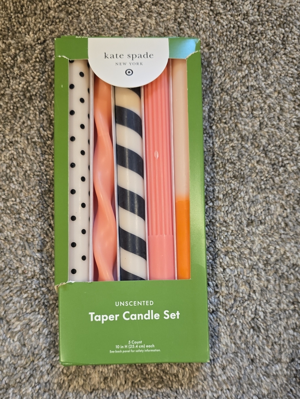 kate spade Coral, Black, Cream & Orange Taper Candle Set
